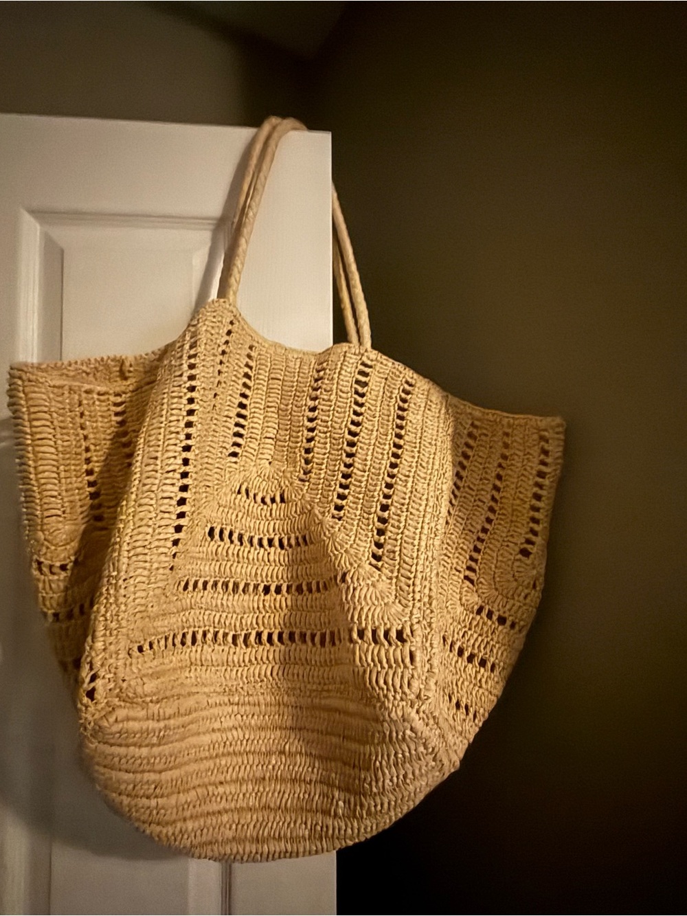 Madewell Large Eyelet Raffia Tote Natural NWOT
